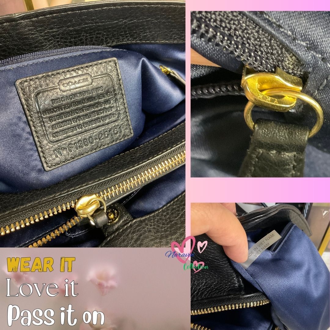 Coach Madison Kimberly Shoulder Bag, 4 Compartments (Category: Luxury Bags & Wallets) located in La Trinidad. Submitted by naravincollections (Listing ID 1339595405, Image 3). Description: PRELOVED Beautiful pebble leather satchel 4 Compartments Leather Black Gold Tone hardware, minimal hardware fading Compartments w/ Magnetic Snap and zipper closure Closure Exterior Front Pocket w Still with Hang Tags Beautiful Midnight Satin Blue Fabric No stai