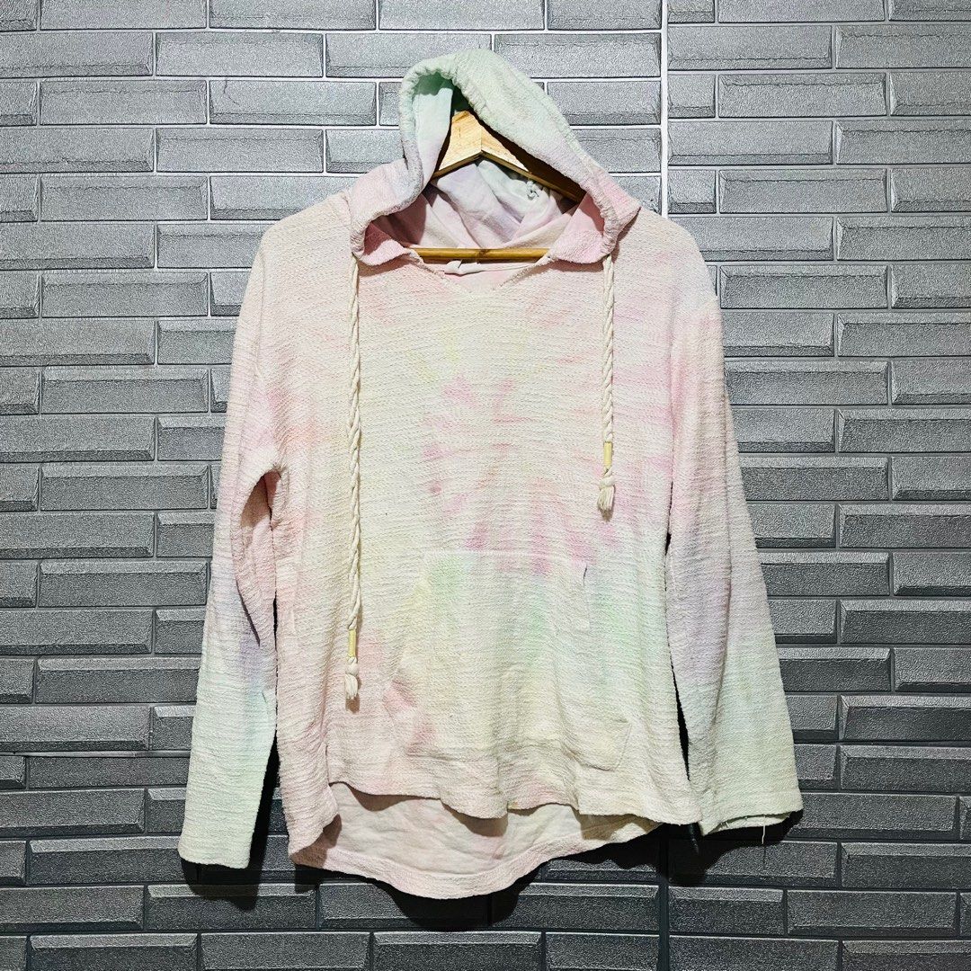 DREAMSICLE TIE DYE PRINTED PULLOVER SWEATSHIRT HOODIE JACKET VINTAGE MULTICOLOR MEDIUM 21x24