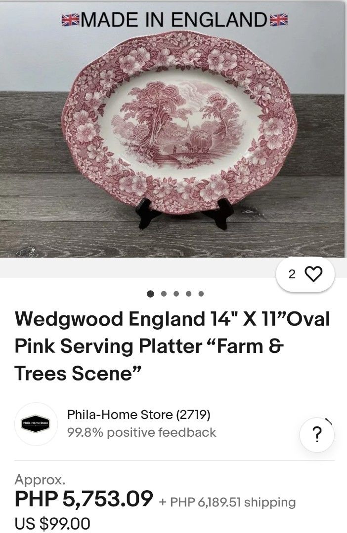 ENOCH WEDGWOOD SERVING PLATE (Category: Dinnerware & Cutlery) located in Caloocan City. Submitted by janneagustin (Listing ID 1339700210, Image 3). Description: 14" x 11" WOODLAND ✅ Decorative Plate ✅ Rare Find.