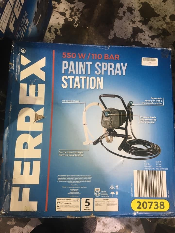 Ferrex 550w Paint Spray Station (Category: Construction Tools & Equipment) located in Muntinlupa City. Submitted by aussie.surplustore (Listing ID 1339566426, Image 1). Description: Ferrex 550w Paint Spray Station Price: P6,500 Surplus from Australia We are available online and thru our physical store located at: 👉MUNTINLUPA For more info direct message or call me: ➡️Salestaff: JANINE ➡️Number: 0948 098 5387 .