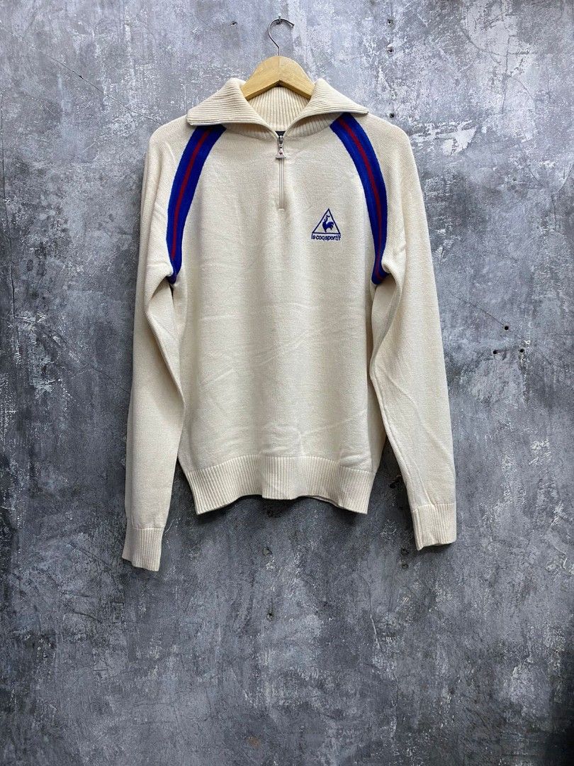 Le Coq Sportif Half Zip Sweatshirt, Fesyen Pria, Pakaian