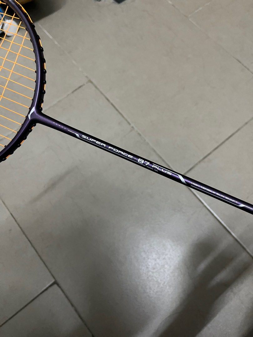 lining racket (Category: Racket & Ball Sports) located in Klang. Submitted by my067 (Listing ID 1339671656, Image 2). Description: Super Force 87 plus Condition 9/10 One paintchip .