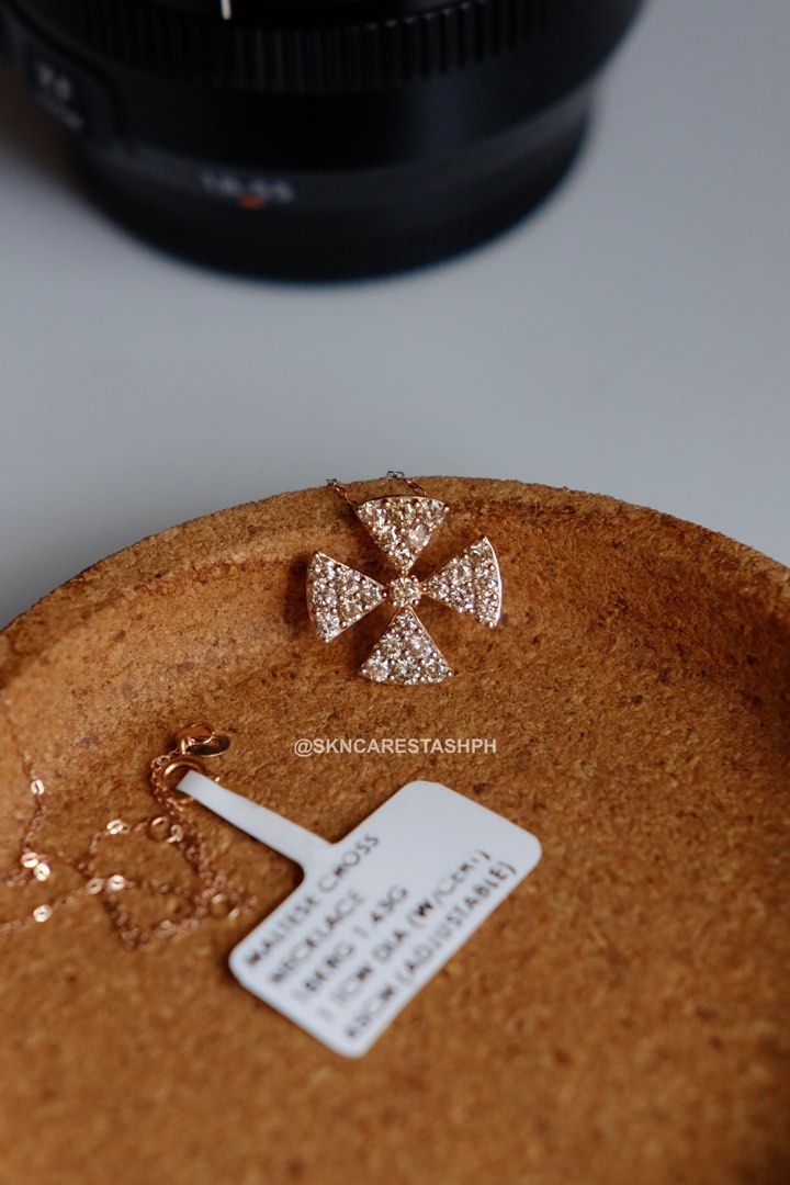 Maltese Cross Diamond Necklace (Category: Necklaces) located in Manila. Submitted by skncarestashph (Listing ID 1339727263, Image 3). Description: ✨ Maltese Cross Diamond Necklace 📌1 TCW (w/ cert) 📌1.43g 💎 Natural Earth Mined Diamond 💎 18k Rose Gold 💎45cm Adjustable 🇯🇵 Japan Setting.