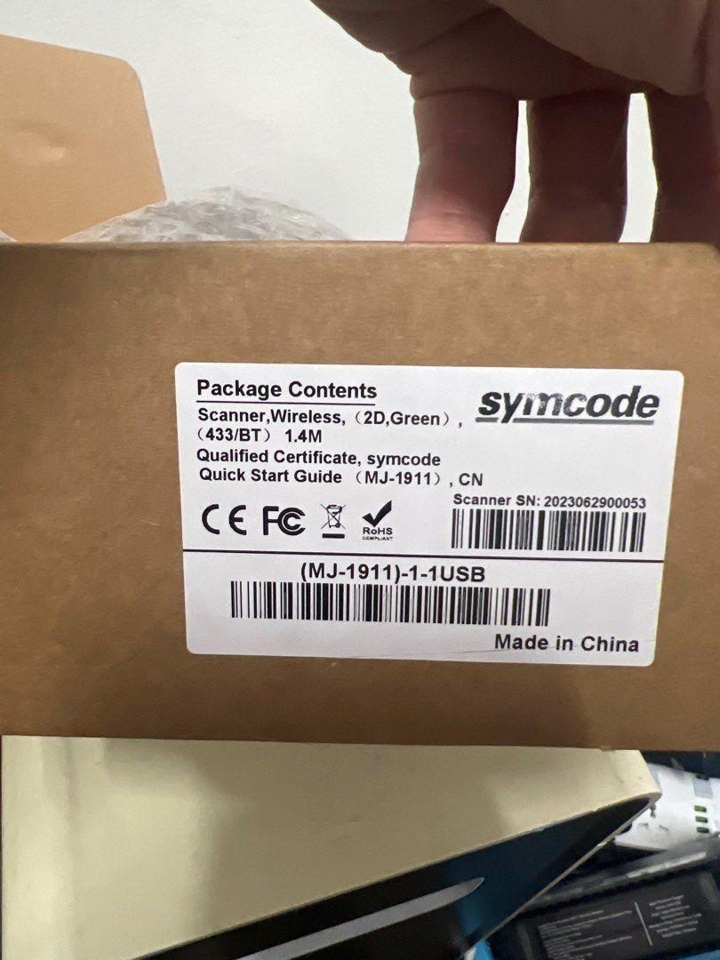 Symcode Barcode Scanner (Category: Computer Parts) located in Singapore. Submitted by warehouseclearencesales (Listing ID 1339652736, Image 2). Description: Symcode Bluetooth barcode scanner Comes with wireless charging dock.