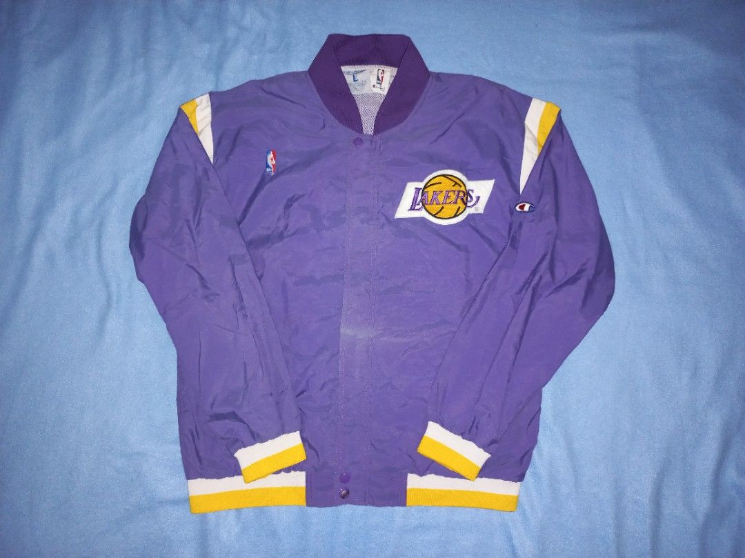 vintage champion LA LAKERS varsity jacket (Category: Coats, Jackets and Outerwear) located in Makati City. Submitted by coleencloset (Listing ID 1339313246, Image 1). Description: size: L condition rate: 9/10 condition: good color due to light issue: light fade but unnoticeable if wear rfs: need cash mop: gcash additional ship fee ALL SALES are FINAL, NO RETURNS buy with confidence! details are based on the condition of the item rating 1-10 tnx a