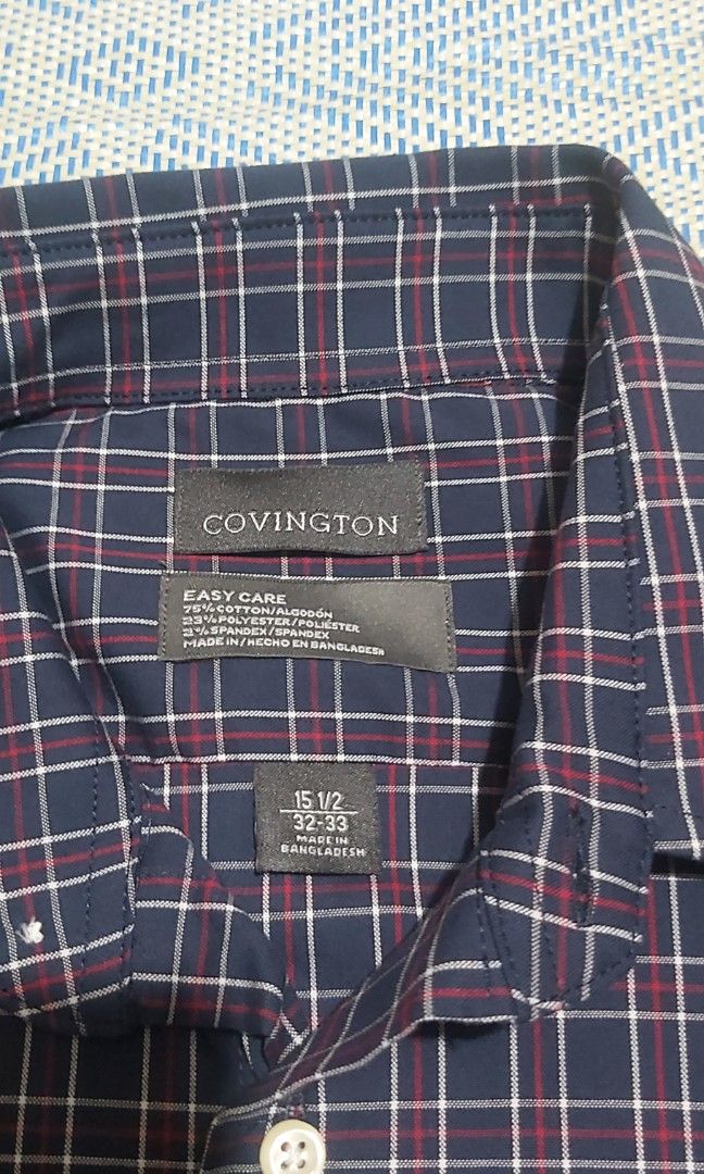 Covington Longsleeves Checkered (Category: Tshirts & Polo Shirts ) located in Quezon City. Submitted by SecretFlutePlayer (Listing ID 1344524044, Image 1). Description: Covington Longsleeves Checkered Long Sleeves from USA, brought by my mother fot my brother last March 2020 but was not used since it was pandemic and switch to WFH. Label Meausrement: US Size 15 and 1/2 Chest 22 inch Length 31 inch Shoulder 19 inch Measurements taken by actual tap