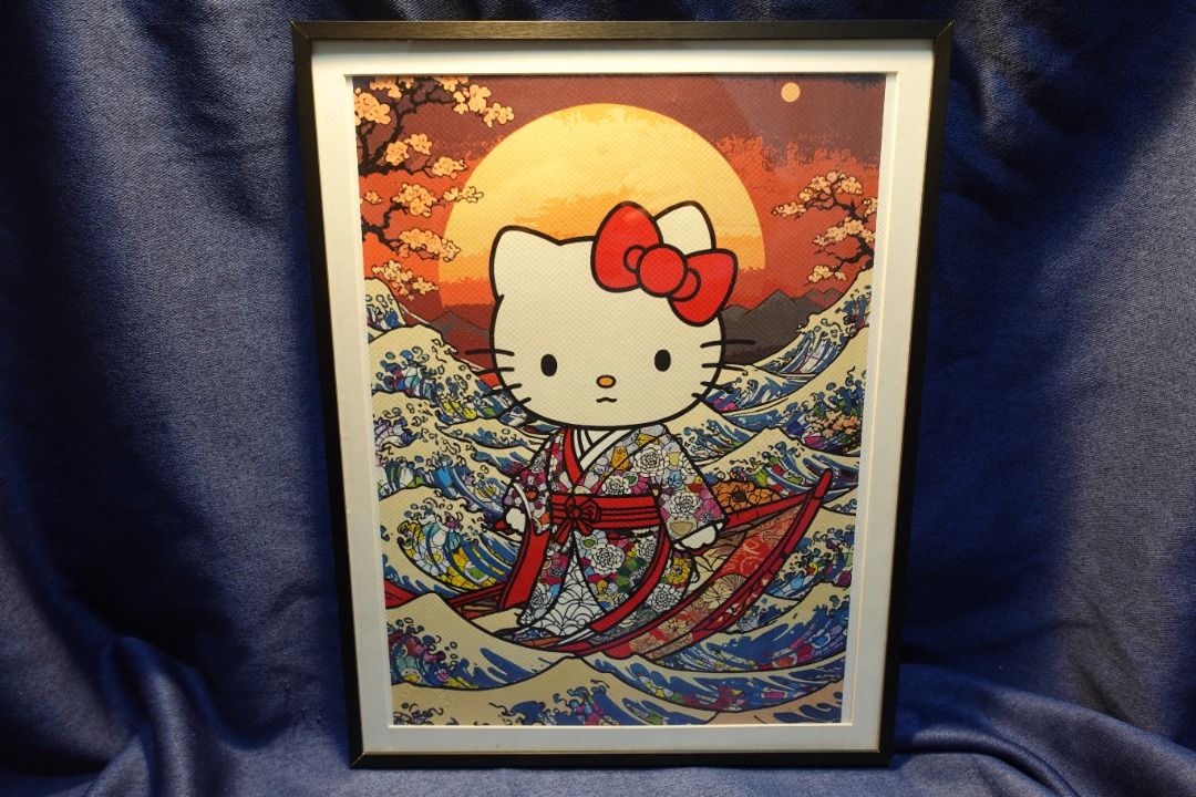 Hello Kitty x 村上隆太陽花x 浮世繪Death nyc 罕有藝術作品限定Framed