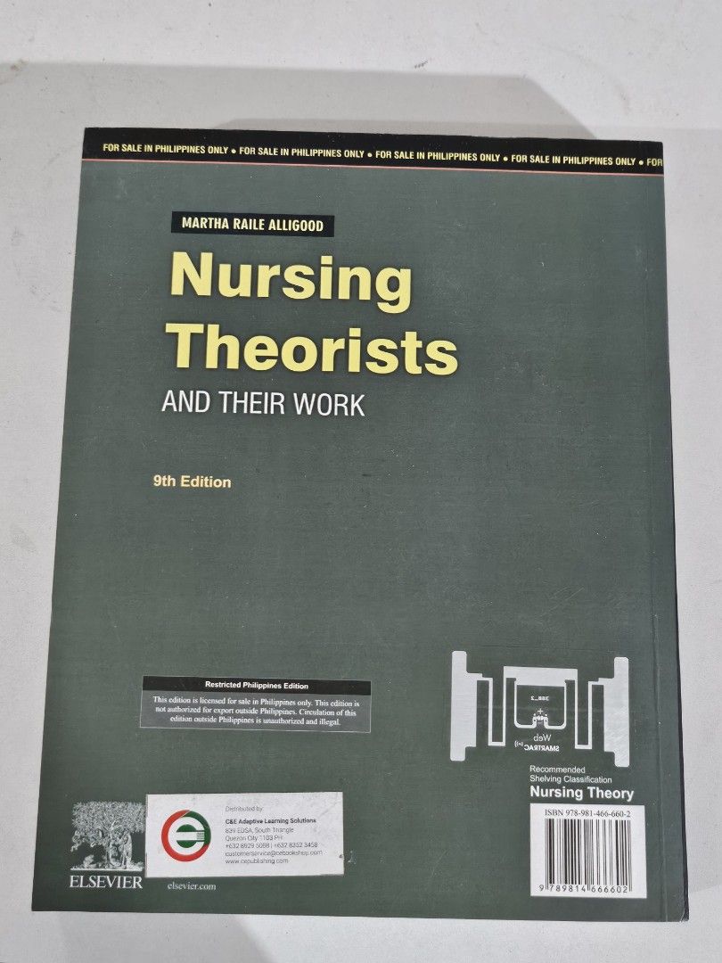Nursing Theorists and their Works 9th Edition (Category: Textbooks) located in Bulacan. Submitted by _luffytaro (Listing ID 1344460443, Image 2). Description: - in very good condition - no highlights - will be wrapped in bubble wrap - mop: gcash - mod: j&t / lalamove - sf to be shouldered by buyer thru gcash.
