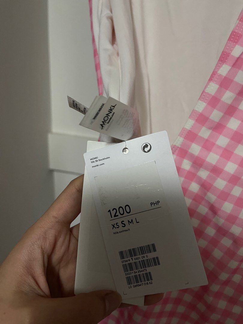 Pink Gingham Monki Swimsuit One Piece (Category: Bikinis & Swimsuits) located in Quezon City. Submitted by lavenderpancake (Listing ID 1344523769, Image 3). Description: Wardrobe Decluttering Size: can fit Small-Med Frames No Pads Included Never Used with Tag. only stocked With minimal dot/Flaw that can be washed (See last picture for the flaw) Message me for inquiries💌.