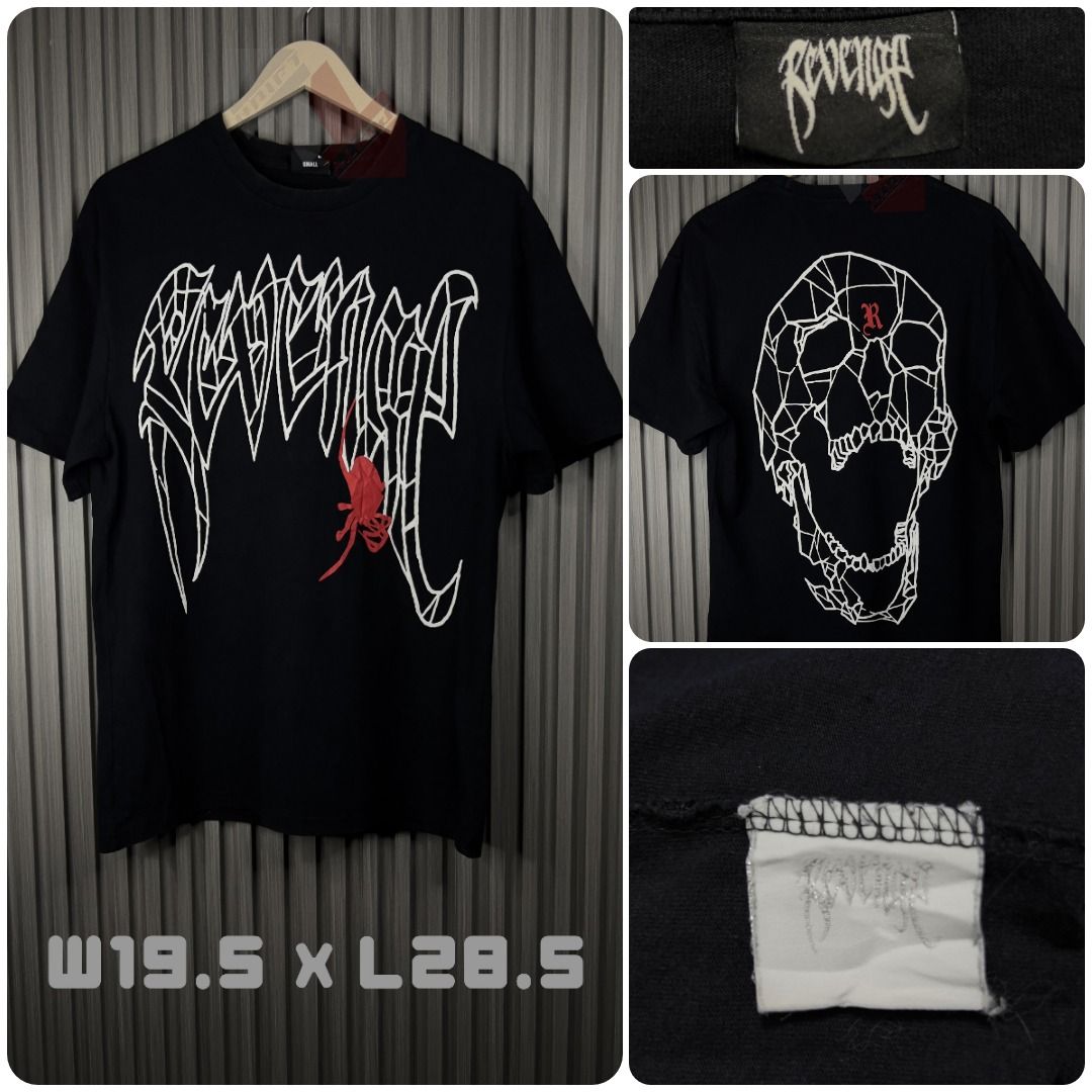 Revenge - Spider Skull Tee / Shirt (Category: Tshirts & Polo Shirts ) located in Davao. Submitted by thrftipidity (Listing ID 1344597552, Image 1). Description: 📌 Item Code: TT61 📌 Color Rate: 9.5/10 📌 Condition: Excellent 📌 Size: S on Tag 📌 Dimensions: 19.5x28.5 📌 Issue: None ⛳️ Location: Catalunan Grande, Davao City 🚚 Free Delivery within Catalunan Grande 📦 Shipping nationwide via J&T 💳 Payment First: GCash/Maya/Bank Transfer ⛔ No Canc