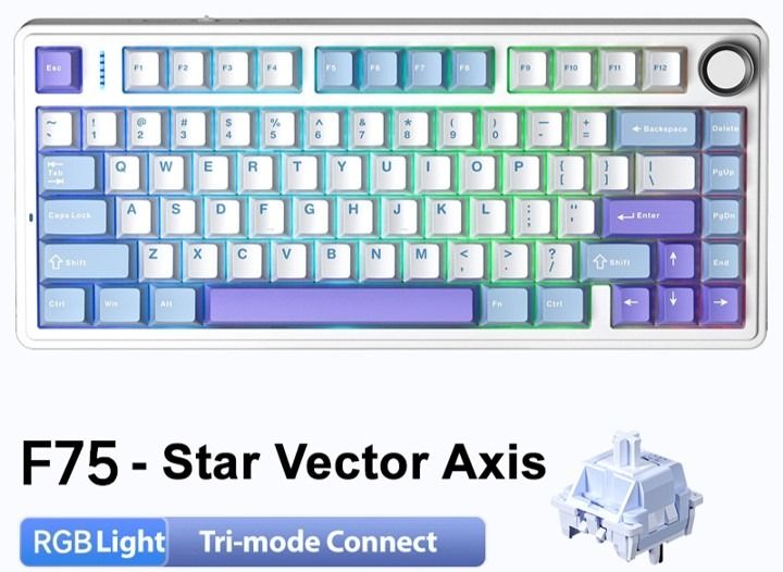 [SEALED] Aula F75 Trimode Keyboard - Star Vector Axis (Category: Computer Keyboard) located in Imus. Submitted by dracox_21 (Listing ID 1344584221, Image 1). Description: .