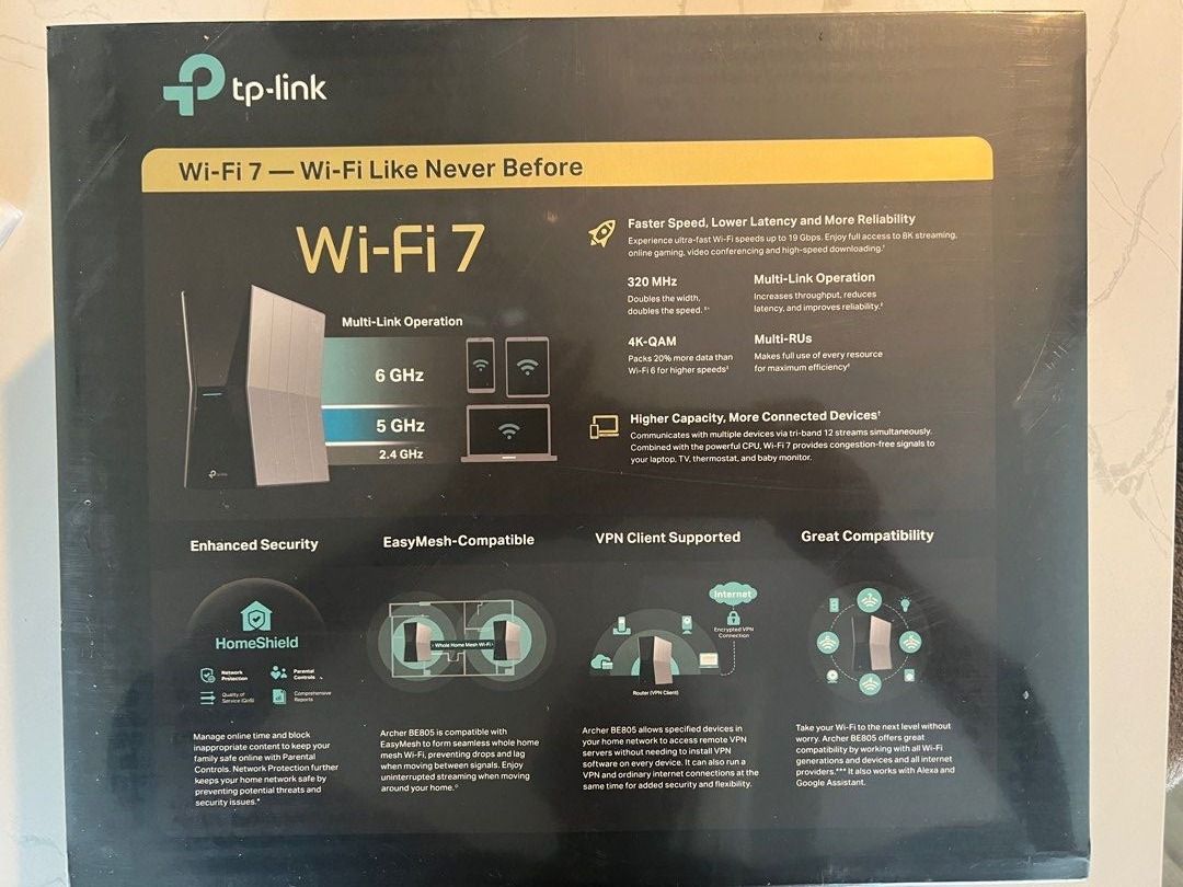 TP-Link Archer BE805 large Wi-Fi 7 router BE19000 Tri-Band TP-Link Archer BE805 large Wi-Fi 7 router BE19000 Tri-Band