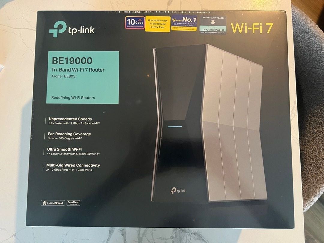 TP-Link Archer BE805 large Wi-Fi 7 router BE19000 Tri-Band TP-Link Archer BE805 large Wi-Fi 7 router BE19000 Tri-Band