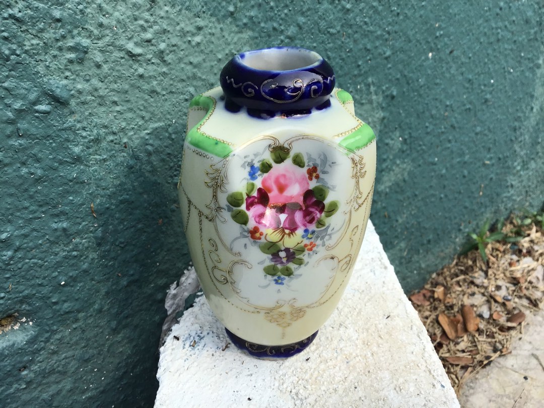 Vintage Kinjo China Tube Line Hand Painted Florals with Enamel ...