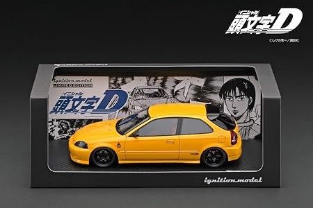 全新 限量 limited 東海堂 二宮大輝 頭文字D IG ignition model IG3629 INITIAL D Honda CIVIC  (EK9) Type R Yellow 1/18 INITIAL D AE86 Autoart