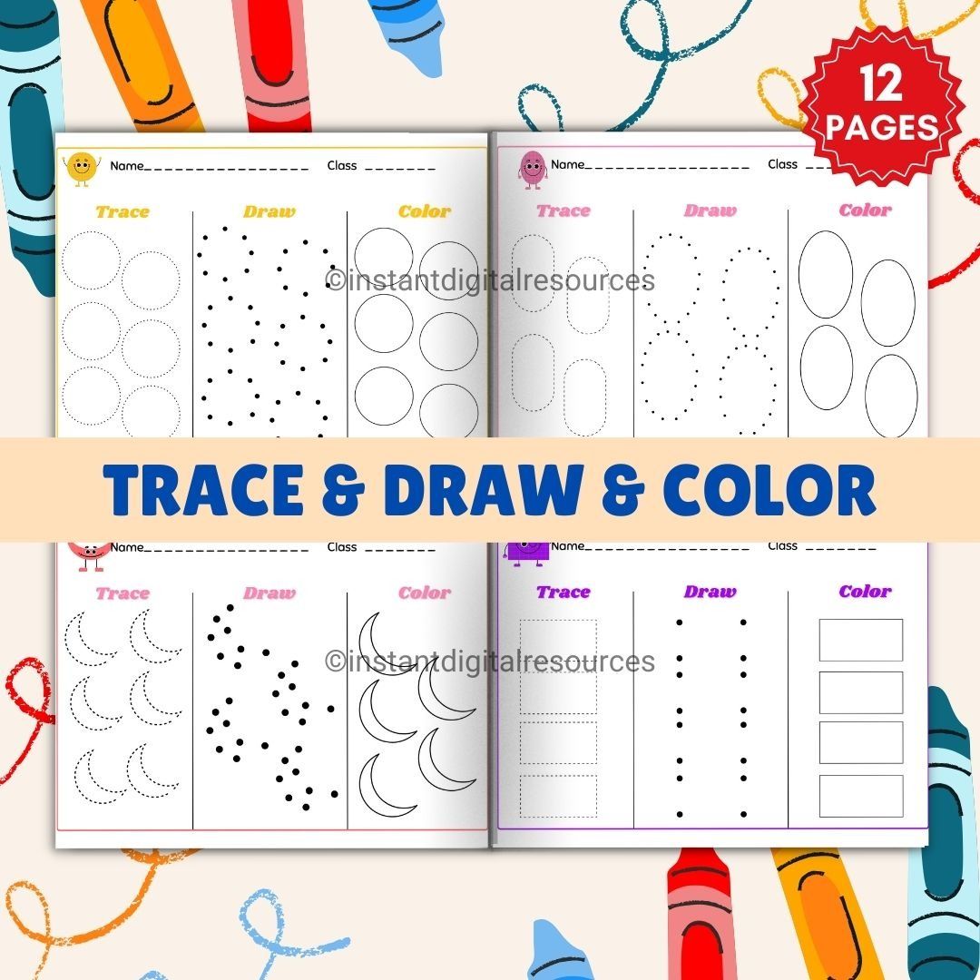 DR04 Printable Pdf Shape Worksheet Identifying Shape Symmetry Drawing ...