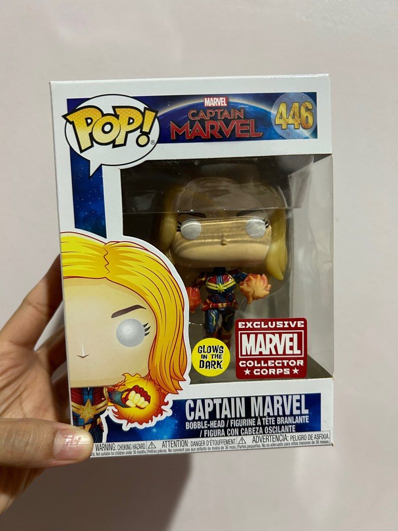 Funko Pop! Captain Marvel 446 (Category: Designer & Blind Box Toys) located in Malolos. Submitted by penoni (Listing ID 1344687883, Image 2). Description: Funko Pop! Captain Marvel (446) Marvel Exclusive Collector Corps (Glow in the Dark) Condition: 9/10 - NOOB MOP: BPI, PNB, Maya Shipping: LBC/Lalamove/Grab (shouldered by buyer) Loc: QC/Bulacan.
