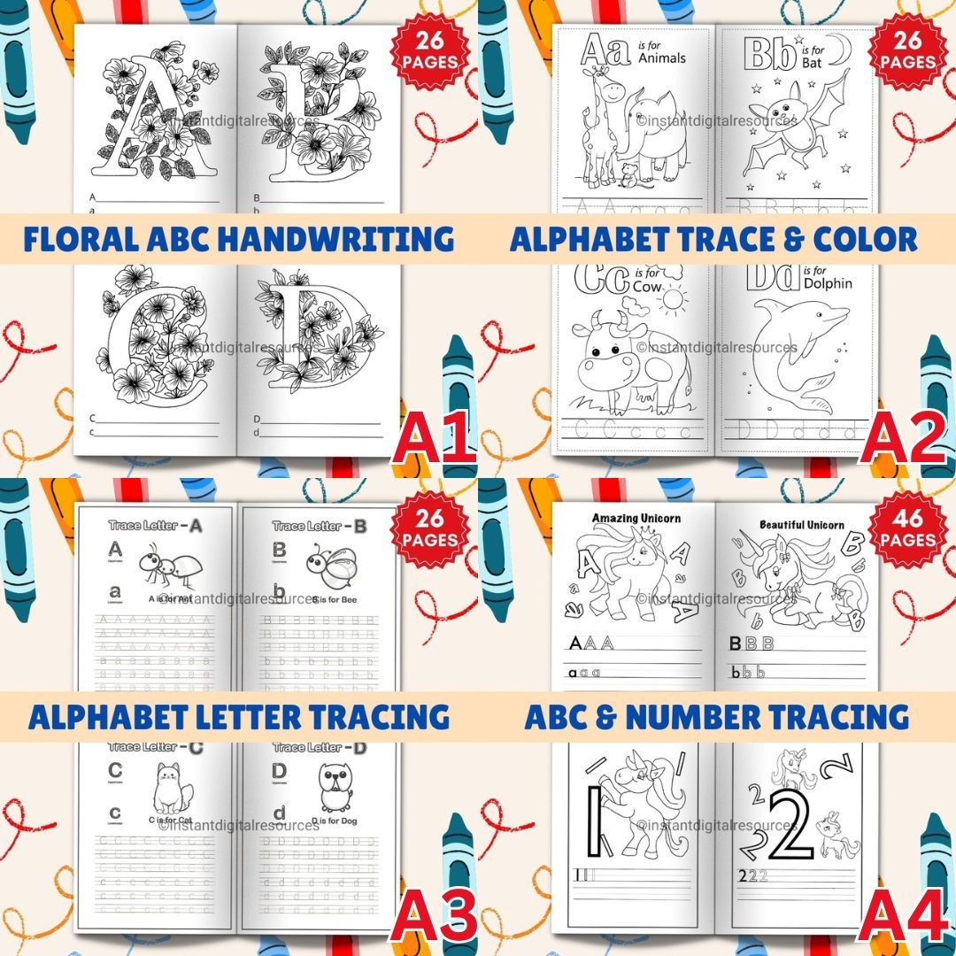 IDR03 Printable Pdf ABC Tracing Activity Pages Alphabet Letter ...