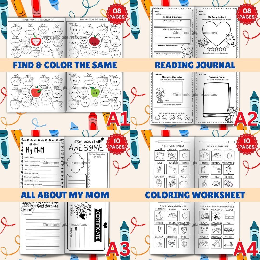 IDR10 Printable Pdf Find Trace & Color Worksheet Learning Workbook ...
