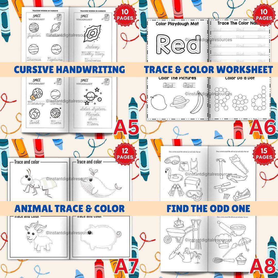 IDR10 Printable Pdf Find Trace & Color Worksheet Learning Workbook ...