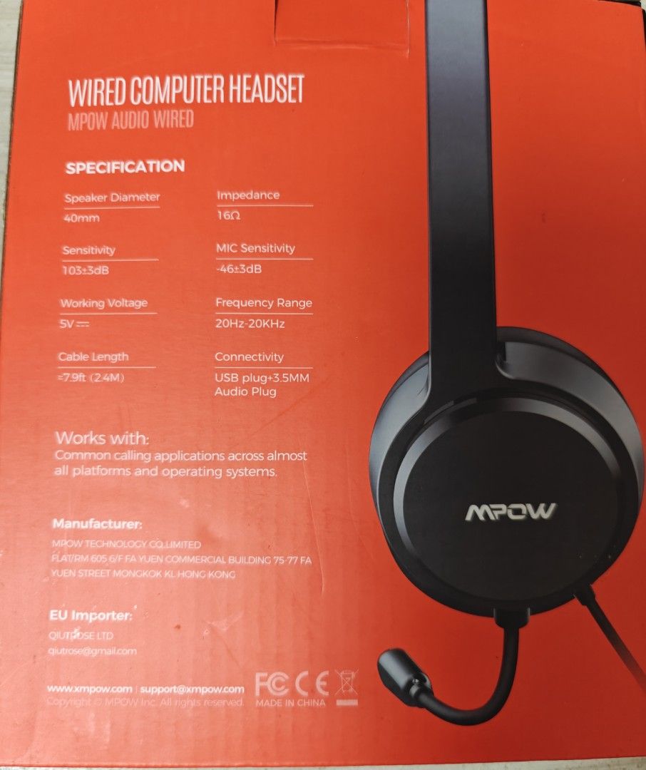 Mpow Wired Computer Headset (Category: Headphones & Headsets) located in Singapore. Submitted by elitesnipersauction (Listing ID 1344696104, Image 2). Description: 🔥 Fire Cheap Sale 🔥 Mpow Wired Computer Headset Model: PA071A Item is brand new just that some leather peel due to storage so buy only if U are comfortable Comes with box and cables Delivery at additional $7(3working days)/$20 for express delivery(same/next day) or u can self collect