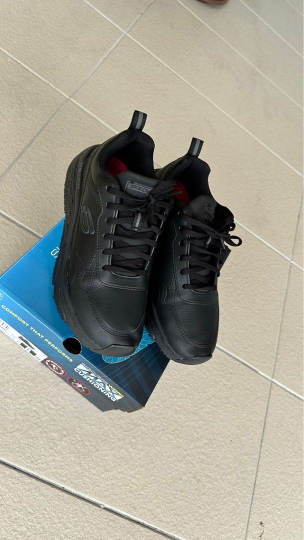 Work Shoes Zapatos De Seguridad Elite SR Derowen, Negro, Antideslizantes  Skechers Max Cushioning
