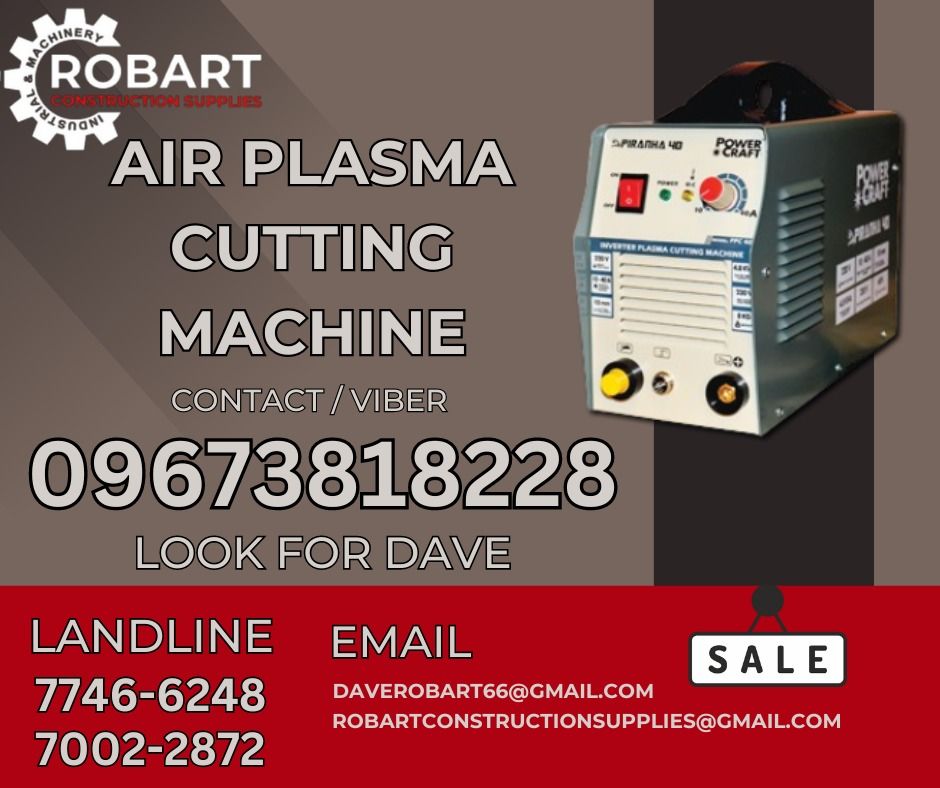 AIR PLASMA CUTTING MACHINE (Category: Industrial Equipment) located in Manila. Submitted by gabo. (Listing ID 1339828431, Image 1). Description: 𝑹𝑶𝑩𝑨𝑹𝑻 𝑪𝑶𝑵𝑺𝑻𝑹𝑼𝑪𝑻𝑰𝑶𝑵 𝑺𝑼𝑷𝑷𝑳𝑰𝑬𝑺 Office Address: 1405 Yuseco St. Sta Cruz Manila SEND US MESSAGE FOR INQUIRIES ‼️ ‼️ Tm - (0 9 6 7 - 3 8 1 - 8 2 2 8) Glb - (0 9 6 6 - 8 2 7 - 6 0 4 1) Vbr - (𝟢 𝟫 6 𝟩 - 3 8 1 - 8 2 2 8) Lndln: (𝟩 𝟩 𝟦 𝟨 - 𝟨 𝟤 𝟦 𝟪) / (𝟩 𝟢 𝟢 𝟤 - 𝟤 𝟪 𝟩 �