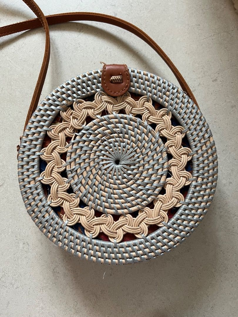 Rattan round crossbody sale