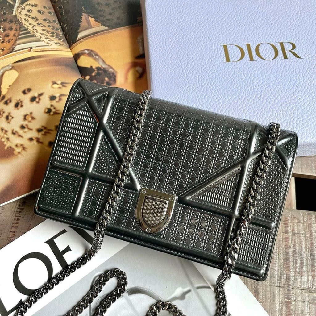 Christian Dior Black Micro Cannage Diorama WOC