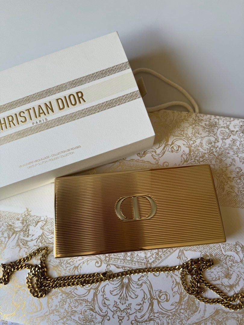 DIOR MINAUDIERE (Category: Luxury Bags & Wallets) located in Las Pinas. Submitted by twiceloved24 (Listing ID 1339772835, Image 1). Description: HOLIDAY MINAUDIERE BEAUTIFUL GOLDEN CLUTCH / SLING WITH FULL SIZE + 3 REFILLS P15K ONLY - SRP AT 21K++ With holiday packaging.