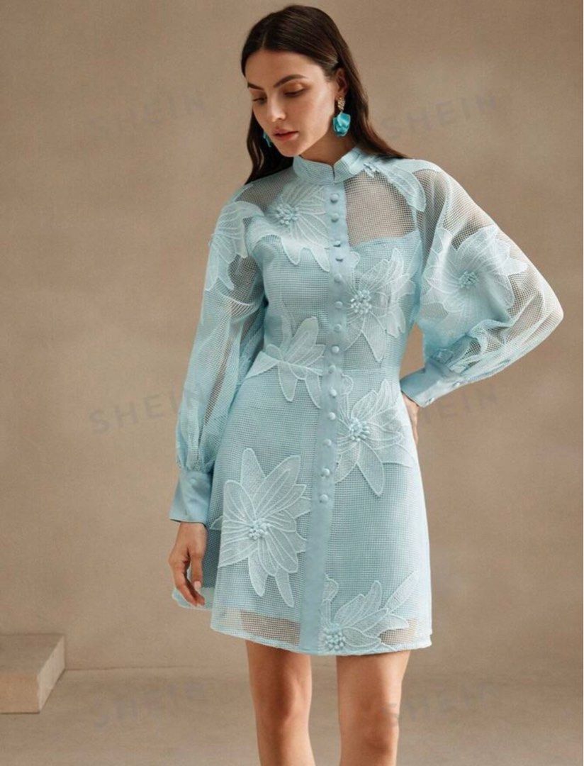 Elegant Lace Dress (Category: Dresses) located in Manila. Submitted by potpotato (Listing ID 1339784543, Image 3). Description: Bought from SHEIN for ₱1,474 but will sell it for 1k only. Rfs: too big for me Super nice dress! Perfect for any event. .