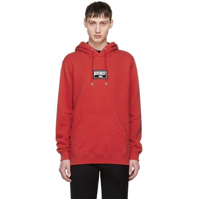 Givenchy distressed hoodie red best sale