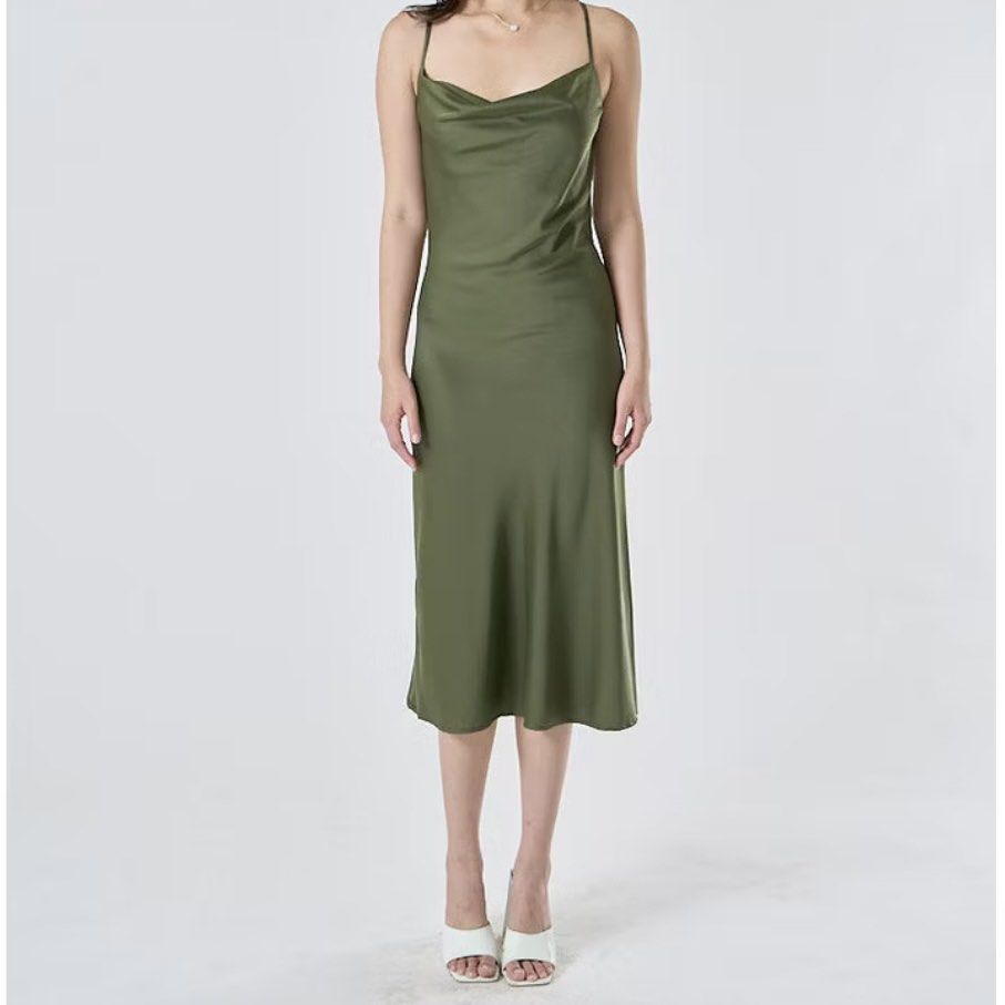 Kailani Velvet Glitter Cowl Neck Dress in Blue
