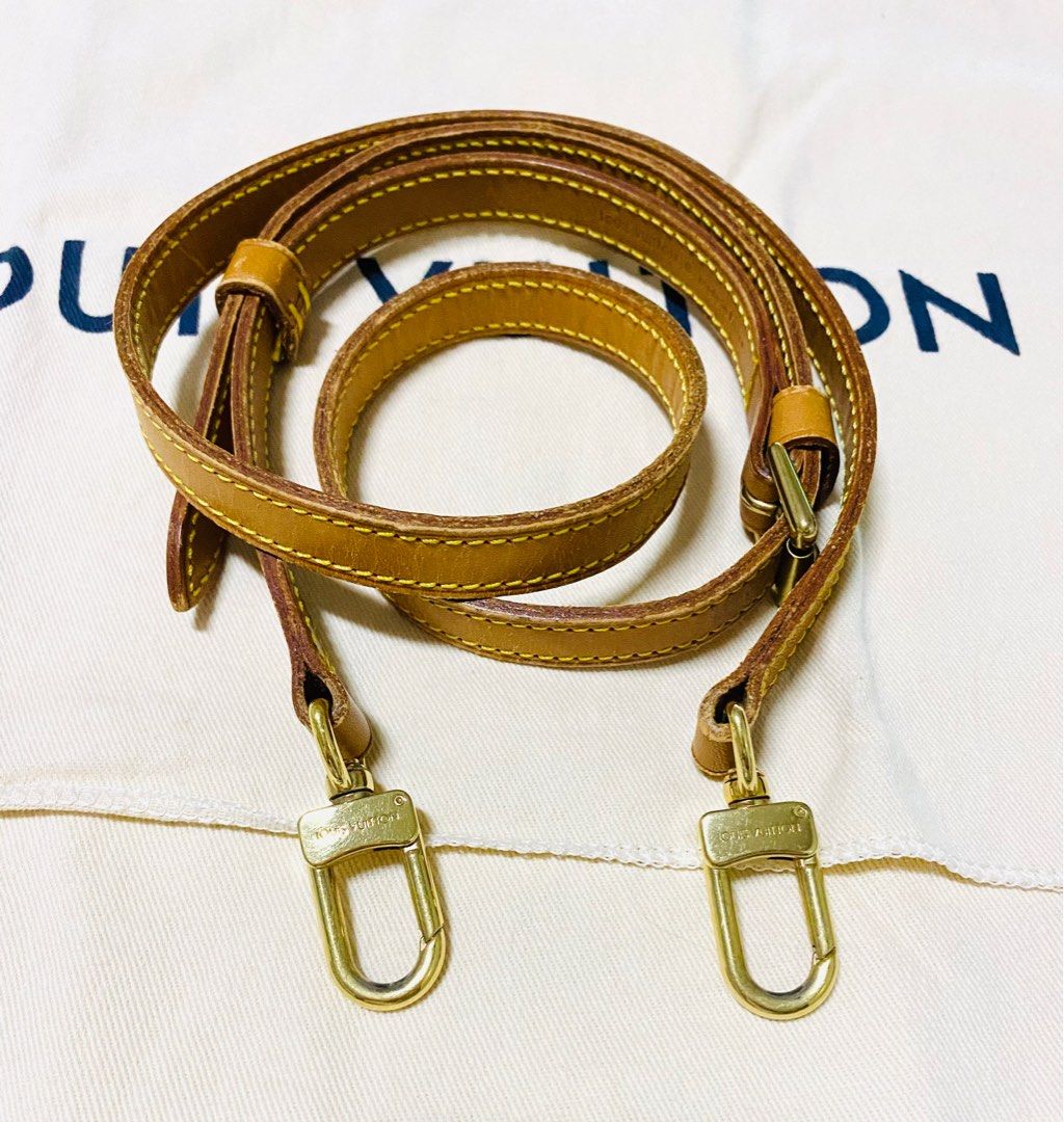 Louis Vuitton Adjustable Shoulder Strap (Category: Luxury Bags & Wallets) located in Cebu City. Submitted by thedeclutteringmom (Listing ID 1339880058, Image 1). Description: Guaranteed original Money back if proven fake In very good condition No leather tear Gold hardwares, no tarnish 12mm 102 cm - 120cm Strap only.