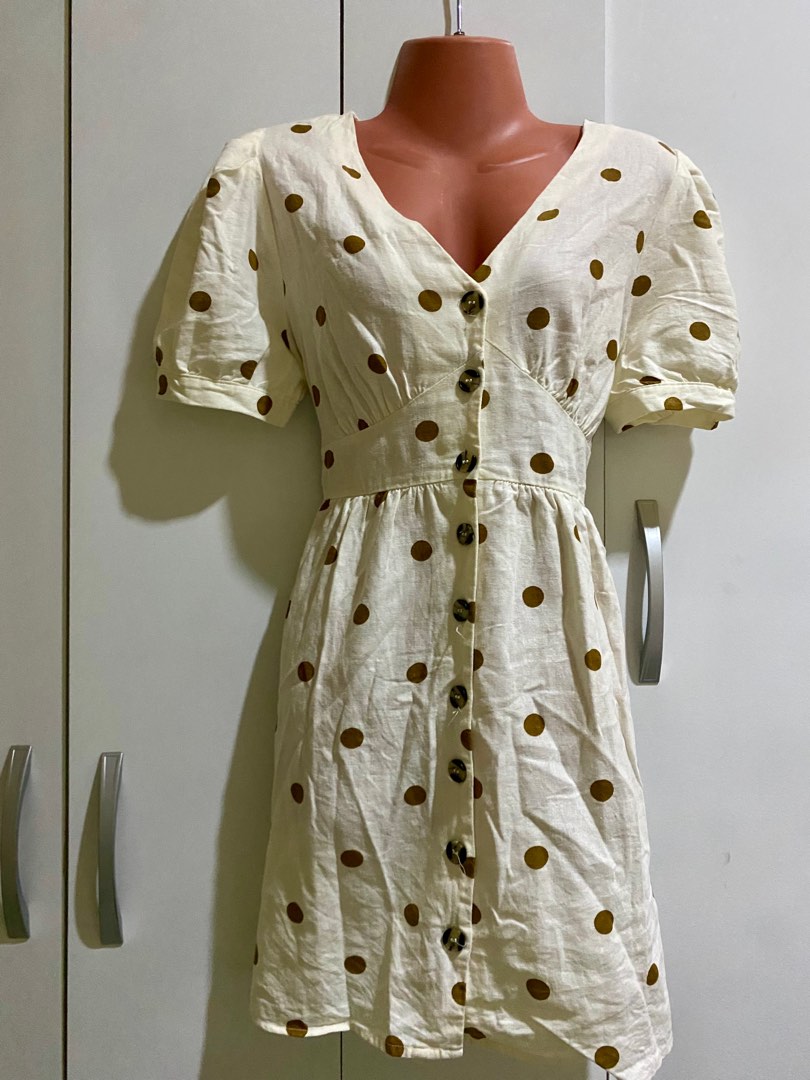 Brown Polka Dot A-line Lace-print Mini Dress main image 0