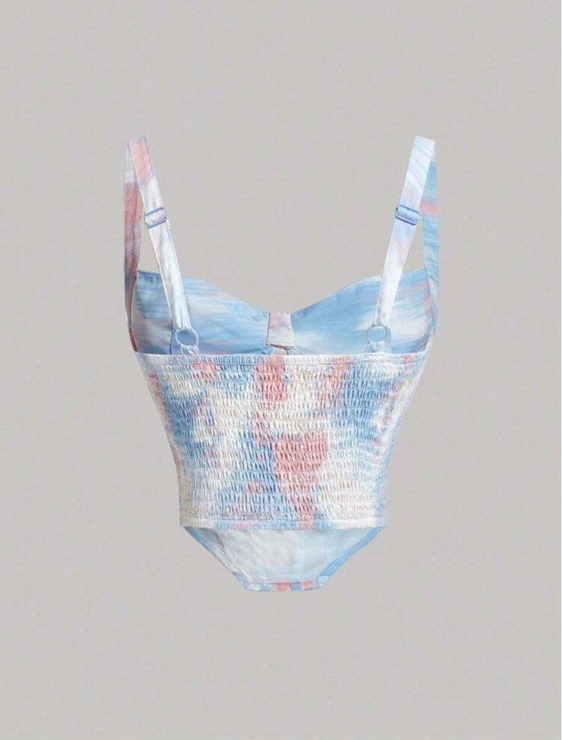 Shein MOD Tie Dye Bustier Wide Strap Corset Structure Top (Category: Sleeveless) located in Mandaluyong City. Submitted by justfits_ (Listing ID 1339847055, Image 2). Description: Used to fit.