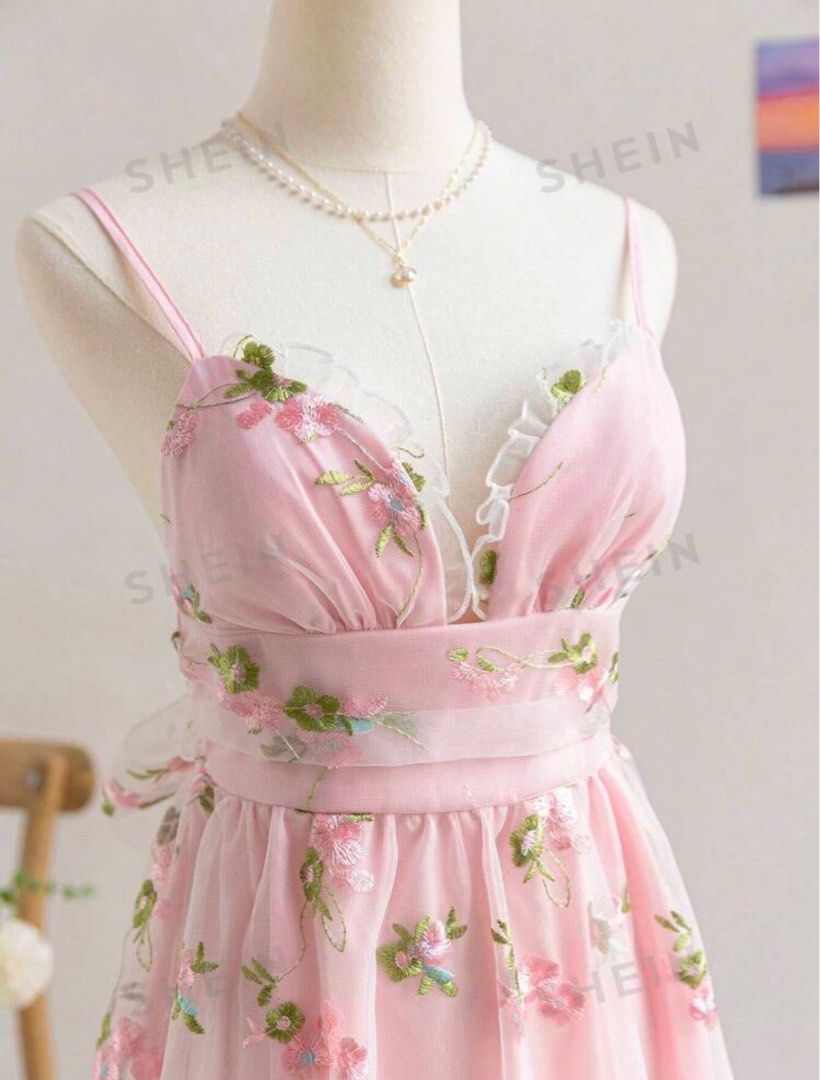 Pink floral dress (Category: Dresses) located in Manila. Submitted by potpotato (Listing ID 1339783696, Image 3). Description: Bought this dress from SHEIN Brand new! Super nice! Perfect for events! 🥰 Rfs: I was not able to wear it sa event because I have another dress..