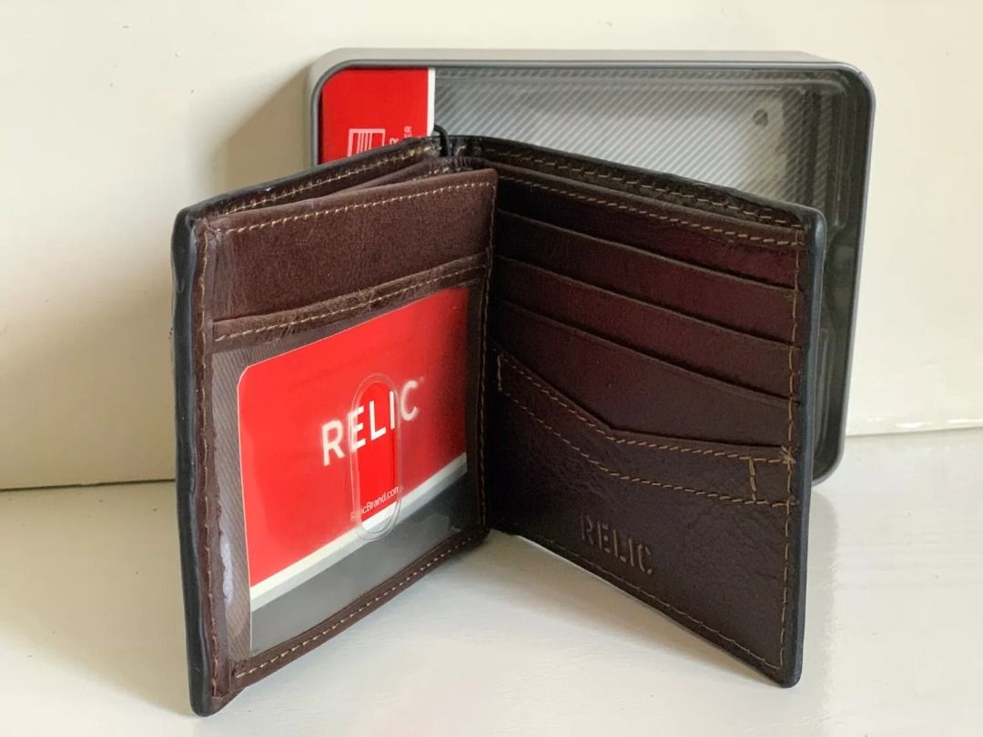 RELIC MEN'S HATCH BROWN TRAVELER GENUINE LEATHER BILLFOLD BIFOLD WALLET ...