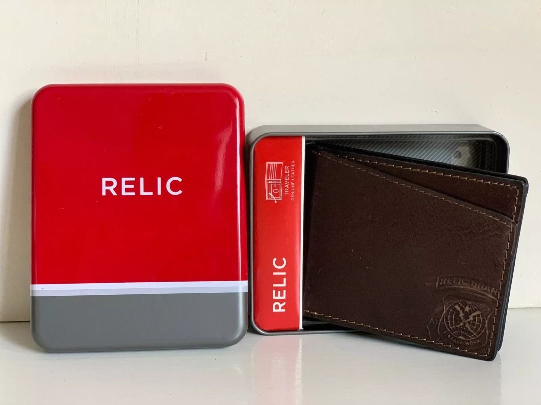 RELIC MEN'S HATCH BROWN TRAVELER GENUINE LEATHER BILLFOLD BIFOLD WALLET ...