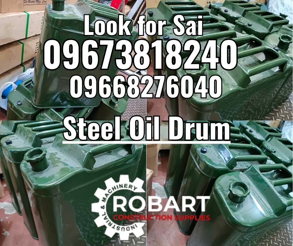 Steel Oil Drum (Category: Construction Tools & Equipment) located in Manila. Submitted by robartehm (Listing ID 1339837032, Image 1). Description: Steel Oil Drum Capacity: 20L ROBART CONSTRUCTION SUPPLIES For inquiries: For FAST TRANSACTION: Sai Robart - 09673818240 / 09662708706 Vbr: Robart Sai - 09673818240 sairobart3@gmail. com Office Address: 1405 Yuseco St. Sta. Cruz Manila 7746-6248, 7216-7605 ,7002-2872, 8-6363005 09351427044 09603947805 r