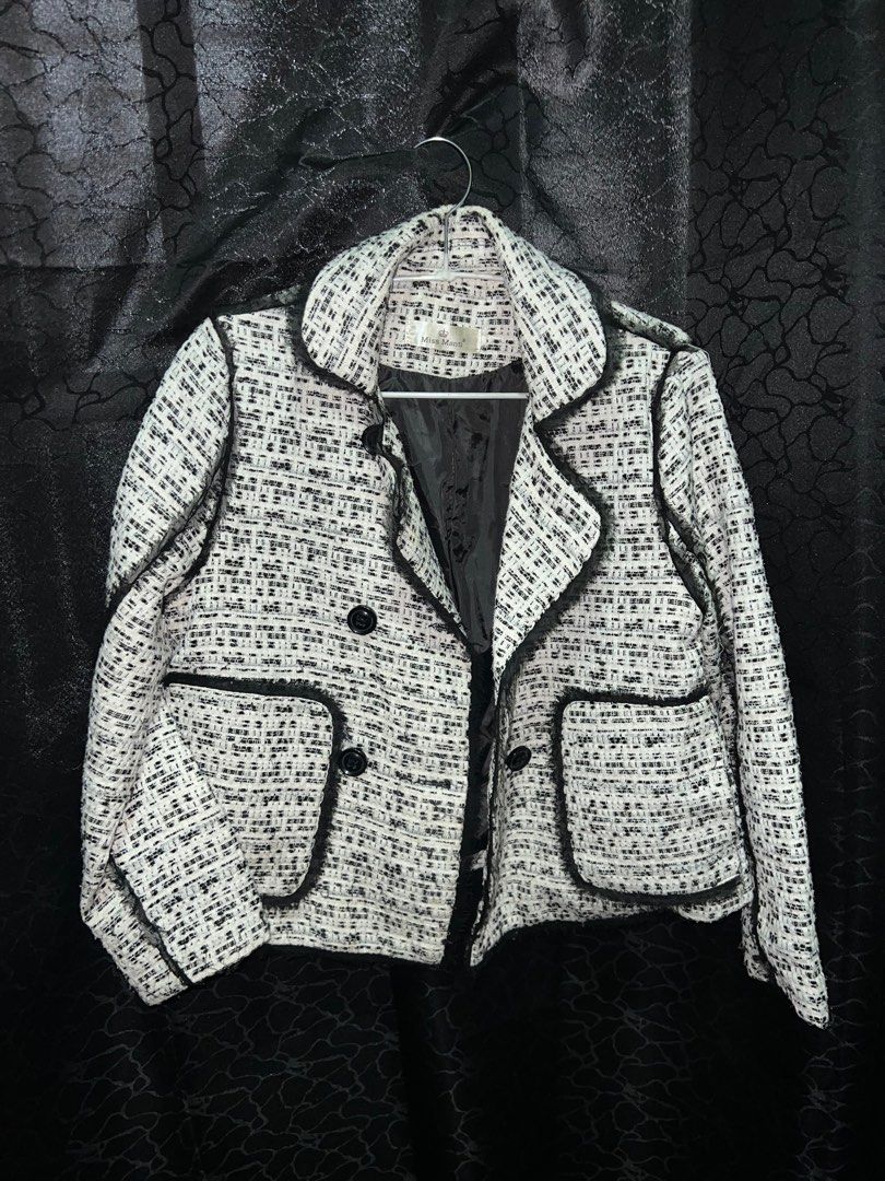 Tweed Blazer / Coat Medium to Semi Large (Category: Coats, Jackets and Outerwear) located in Manila. Submitted by privethings (Listing ID 1339775708, Image 1). Description: Pure tweed No flaw, complete and functional buttons Pwede gamitin as blazer o winter coat, pwede rin siya maging flare effect po Double lining hanggang arms Branded Best fits medium to semi-large .