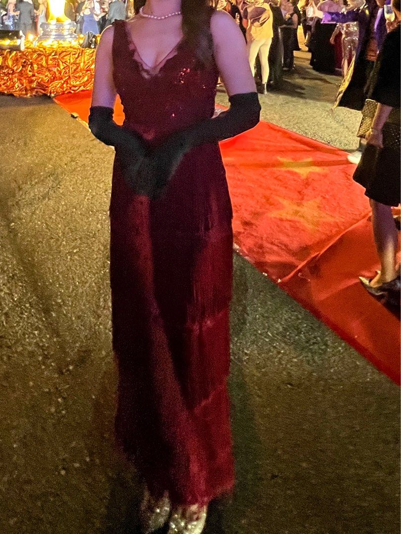 Vintage red gown top