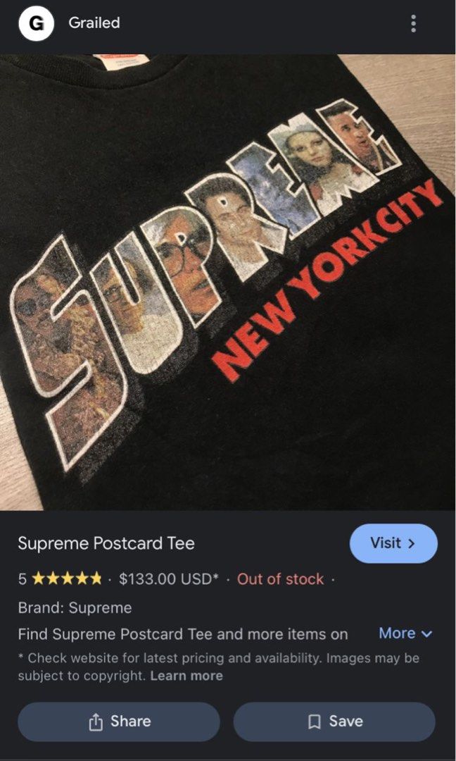 Supreme postcard tee discount