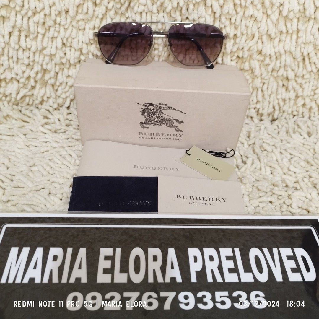 💯% Original Burberry Eyewere 12DEC524 (Category: Luxury Bags & Wallets) located in Quezon City. Submitted by maria_elora (Listing ID 1340086768, Image 1). Description: 👉READ ⛔Insulting offers are posted on all social media platfoms. ⛔️No reservation. ✔️Payment first to secure item availability. 👎🏻We do not prioritize nosy scrutinization that always leads to lowball offers and hassle transactions. ⭐Rank: A 9.8/10 - Good As New - Use ❌All items