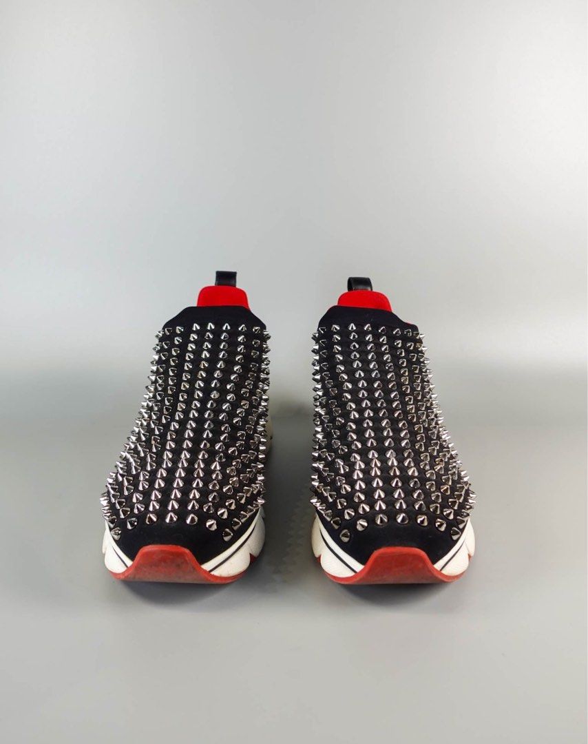 Christian Louboutin Spike Sock Donna Flat Neoprene Black Silver Shoes Size 41 28 cm Luxury Sneakers Footwear on Carousell