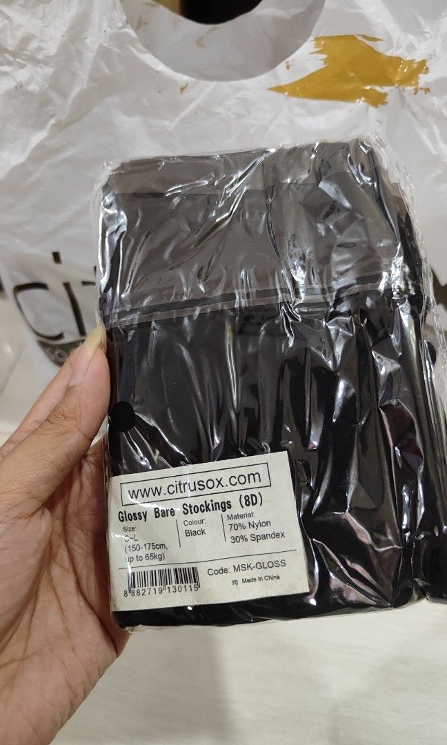 Citrusox Black Stockings (Category: Undergarments & Loungewear) located in Quezon City. Submitted by heyitscaaams (Listing ID 1340096395, Image 1). Description: Citrusox Glossy Bare Stockings Black Makapal sya, ganda ng quality Free size 20pcs available ̶₱̶2̶5̶0̶ ̶e̶a̶c̶h̶ SALE!! ₱150 EACH.