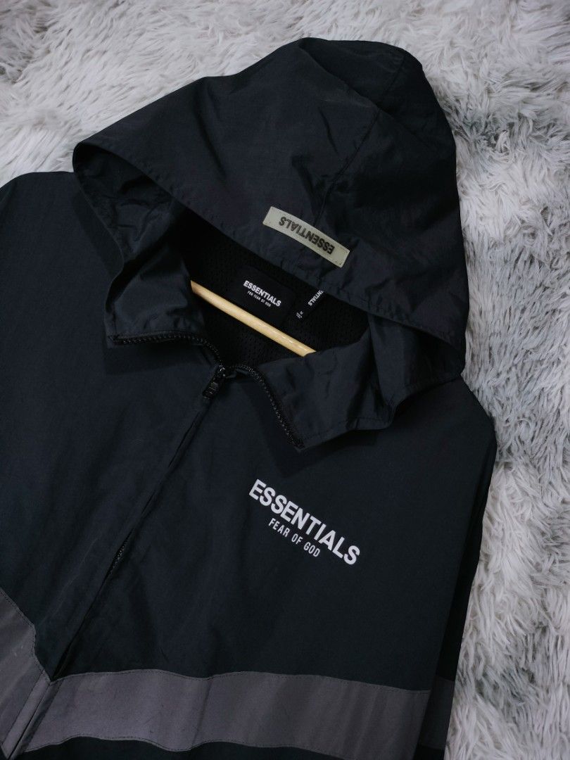 Fear of god essentials zip anorak windbreaker jacket black 2025