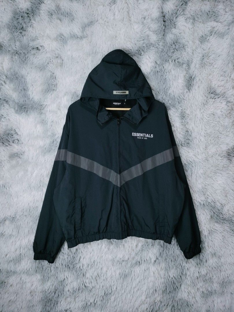 Fear of god essentials zip anorak windbreaker jacket black online