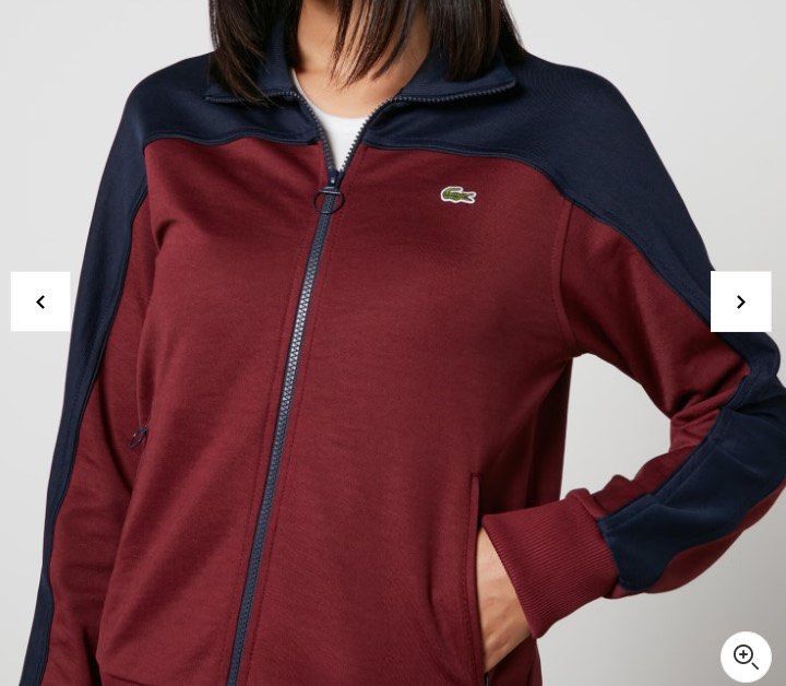 Lacoste Women's track Jacket (Category: Coats, Jackets and Outerwear) located in Mandaluyong City. Submitted by mayanimosity (Listing ID 1339995653, Image 1). Description: Lacoste Neo Heritage track jacket • Burgundy and blue jersey • 51% polyester, 49% cotton • Appliqué logo, two front zipped pockets, ribbed trims • Machine wash • Designer colour: Zin/Navy Blue Condition: Excellent Size: 38 RFS: Extra Ships from Mandaluyong c/o buyer ALL SALES A
