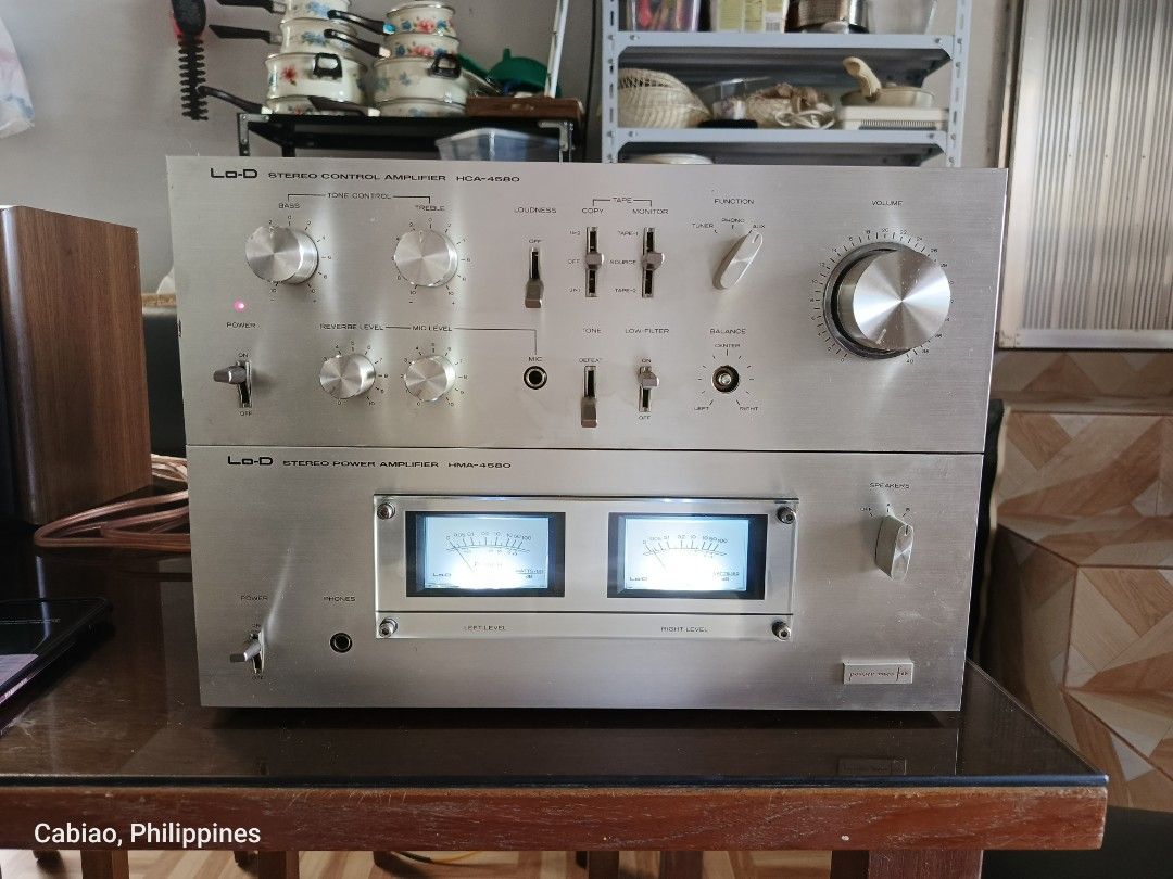 Lo-D Power Amp & Pre-Amp (Category: Soundbars, Speakers & Amplifiers) located in Bulacan. Submitted by rhodgz (Listing ID 1339972176, Image 2). Description: Lo-D HMA-4580 Power amp (power mosfet) Lo-D HCA -4580 Pre Amp Makinis loob at labas tested all, ready to use issue: putol balance potentiometer and lost knob converted ilaw to led para mas maliwanag for P11,999, slight nego konti location: meycauayan/Valenzuela city can deliver anywhere in th